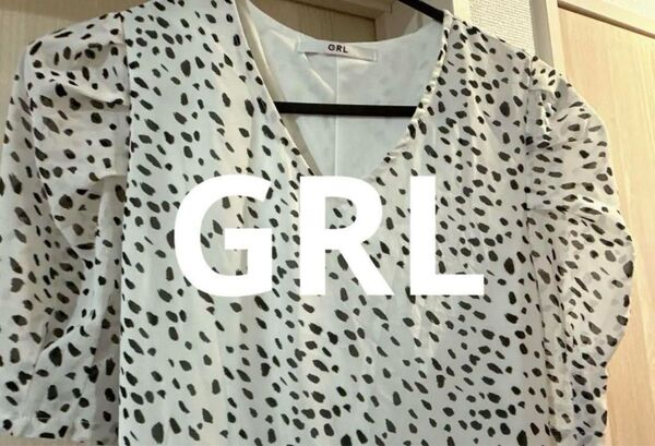 美品 GRL グレイル M ダルメシアン柄 レースアップ ロング ワンピース レディース