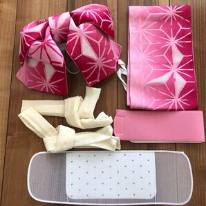 浴衣用 結び帯 作り帯 ピンク 付属品も全部含む