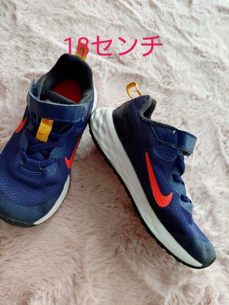 NIKE キッズ スニーカー ネイビー マジックテープ 18センチ