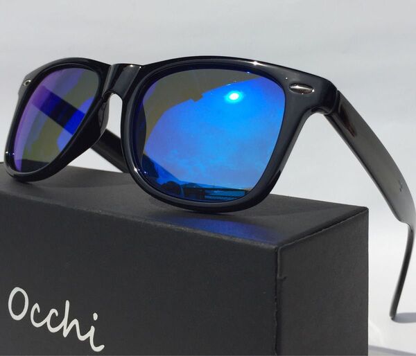 新品 OCCHI 偏光サングラス 偏光レンズUV400 軽量 ブルーミラー
