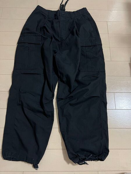オーバーサイズカーゴパンツ ブラック 古着 ミリタリー ワークパンツ