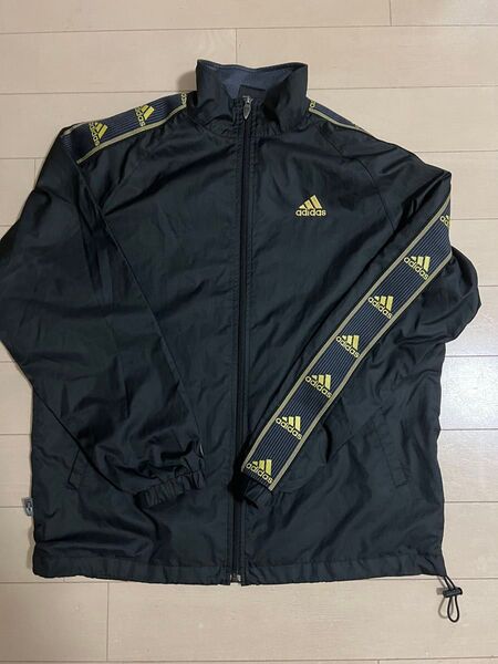 adidas ナイロンジャケット メンズL ブラック×ゴールド