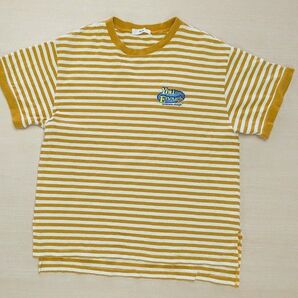 WEGO/グラフィックリンガーTシャツ 半袖Tシャツ ボーダー柄 ティーン レディース オレンジ 白 しましま ウィゴー S