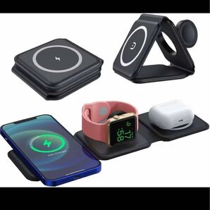 MagSafe ワイヤレス充電器 iPhone Apple Watch AirPods対応 折り畳み TypeC USB 3in1