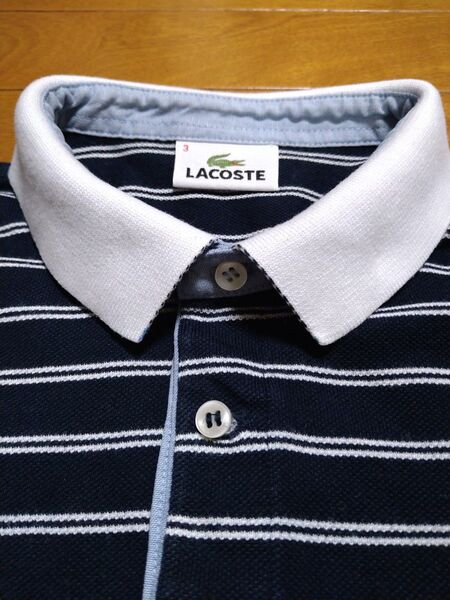ラコステ LACOSTE 半袖ポロシャツ ボーダー ネイビー M