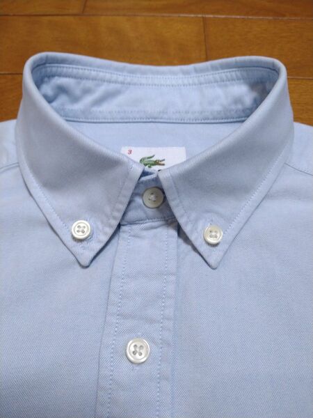 ラコステ LACOSTE 長袖ボタンダウンシャツ 3点留 ライトブルー M