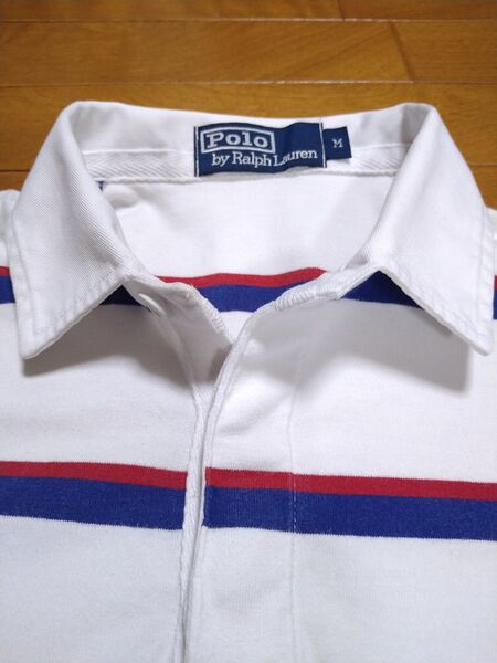 ラルフローレン RALPH LAUREN 半袖ラガーシャツ ボーダー ホワイト M