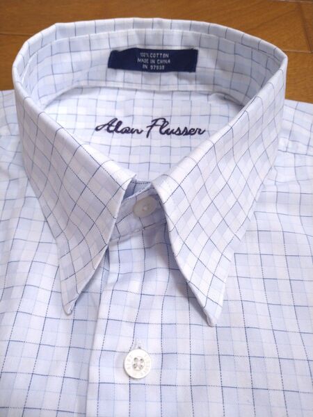Alan Flusser アランフラッサー 半袖ボタンダウンシャツ 隠しボタンダウン チェック L