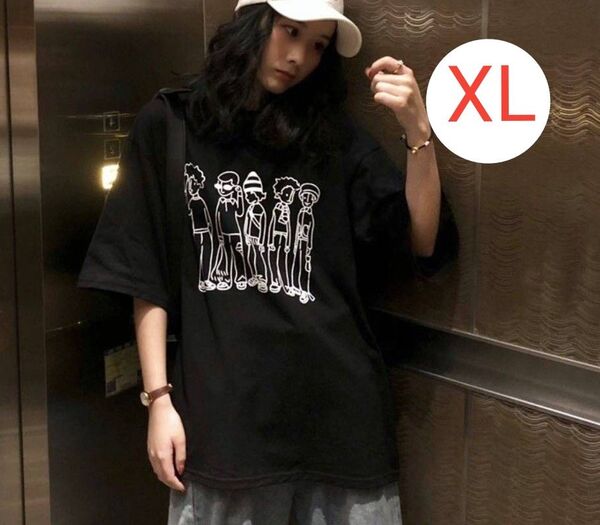 Tシャツ 黒トップス ゆったり ダンス かわいい 半袖 プリントtシャツ おしゃれ
