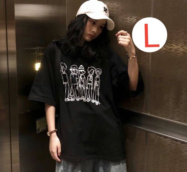 Tシャツ 黒トップス ゆったり ダンス かわいい 半袖 プリントtシャツ おしゃれ