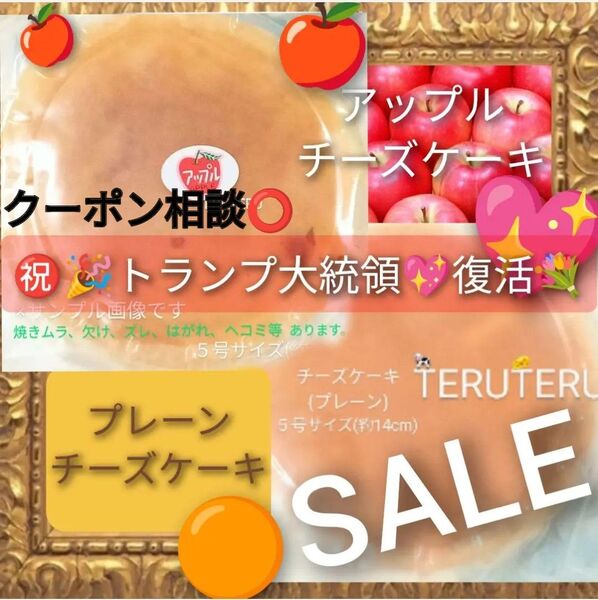 クーポン◎★アップルチーズケーキ◯ベイクド チーズケーキ 売上No.1プレーン 5号 アウトレット☆工場直売☆大阪前田製菓