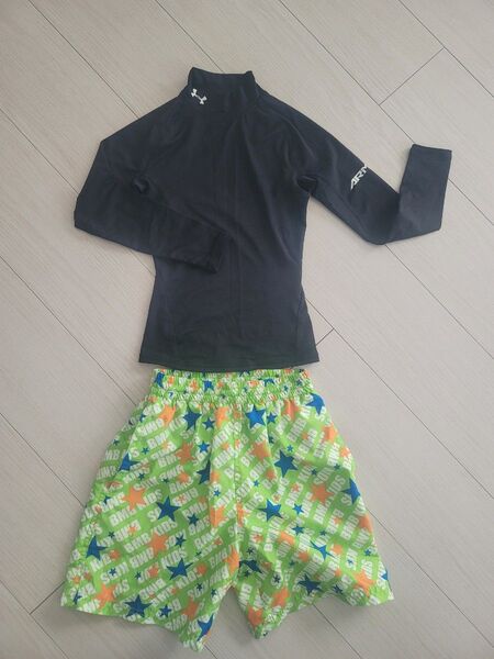 110-120cm 男の子 水着 Under Armour ラッシュガード スイムパンツ 上下セット