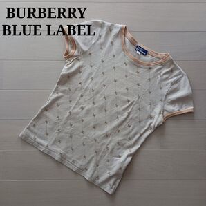 2015 BURBERRY BLUE LABEL バーバリーロンドン ブルーレーベル Tシャツ トップス 半袖 総柄 綿100
