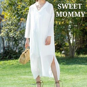 2045 SWEET MOMMY スウィートマミー コットンシフォンワンピ スキッパー授乳ワンピ 授乳服 抜き襟 ワンピース