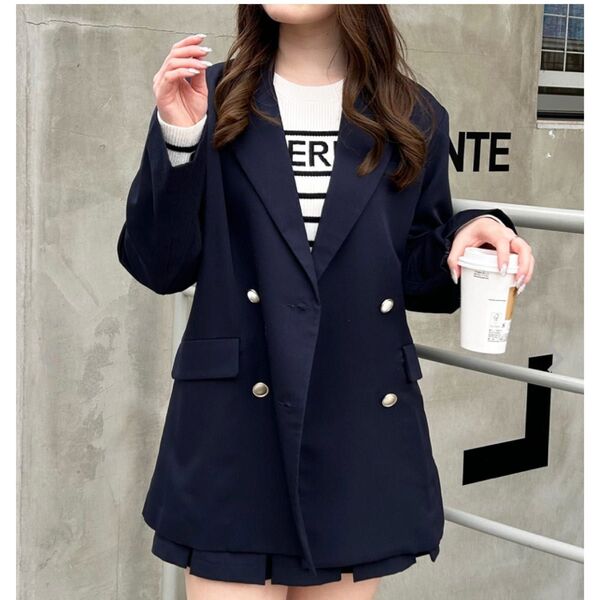 INGNI 【WEB限定】ミドル丈テーラージャケット(セットアップ対応)M/ネイビー タグ付 新品 完売品 イングGRL