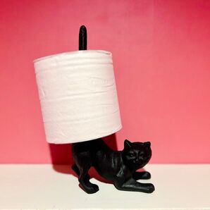 アイアン ペーパーホルダー キャットテイル 置物 猫