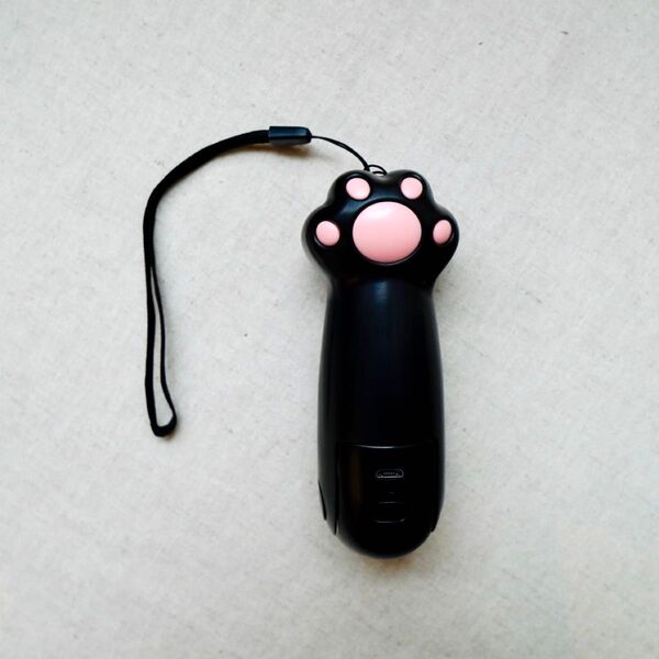 USB 充電式 肉球 ハンディファン LEDライト ミニ扇風機 ブラック