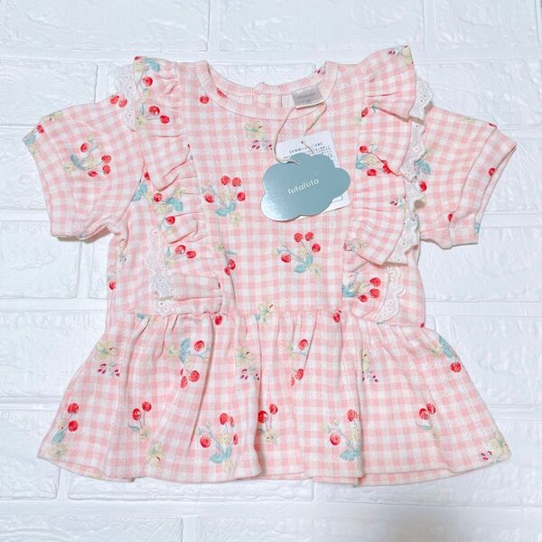 【新品】futafuta さくらんぼ お花*フリル トップス 80㎝ 女の子 半袖