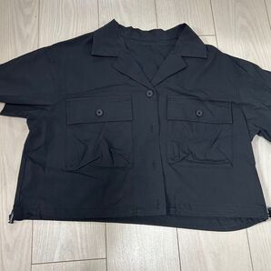 ジーユー GU 半袖シャツ ショート丈 Sサイズ ブラック 美品
