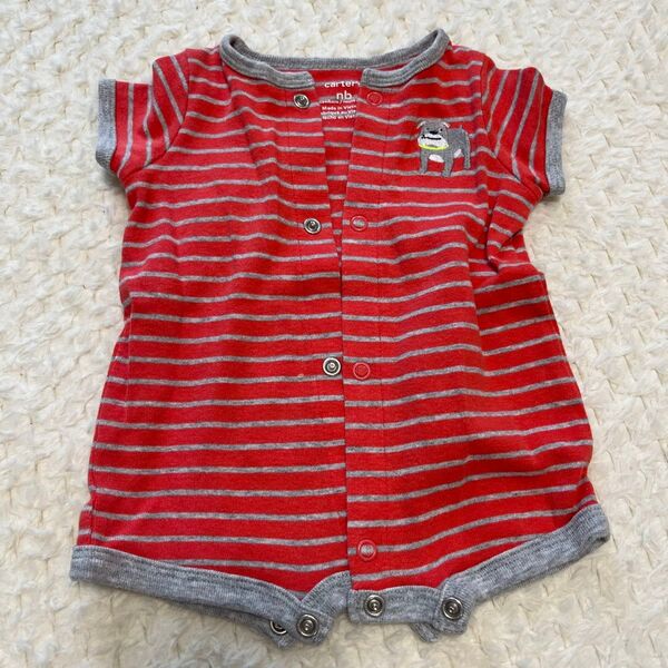 Carter's ベビー服 ロンパース NB レッド ボーダー