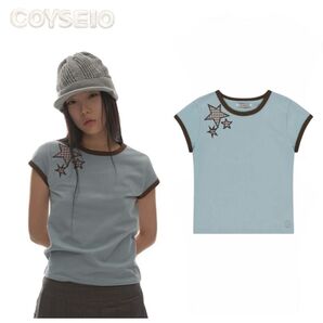 【新品未使用】 COYSEIO 水色 星刺繍 Tシャツ 半袖