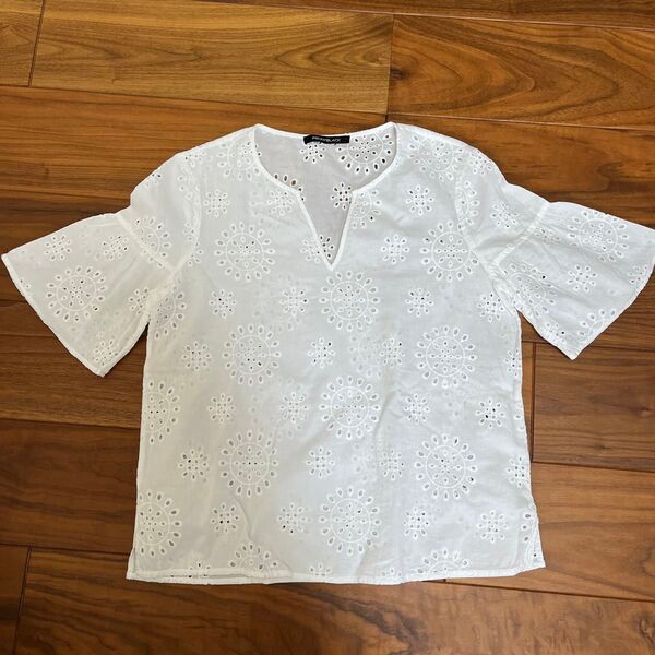 美品クリーニング済みpennyblack 半袖レースカットソー Tシャツ トップス M ブラウスコットンmaxmara