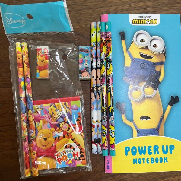 ディズニー文具セット鉛筆消しゴムノートメモ帳ミニオンズくまのプーさんつむつむ えんぴつ ミッキー