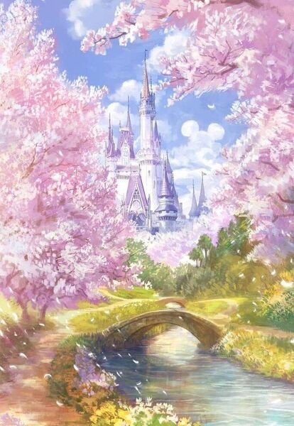 ダイヤモンドアート 桜 城 風景 ダイヤモンドアートキット ラウンド ビーズアート