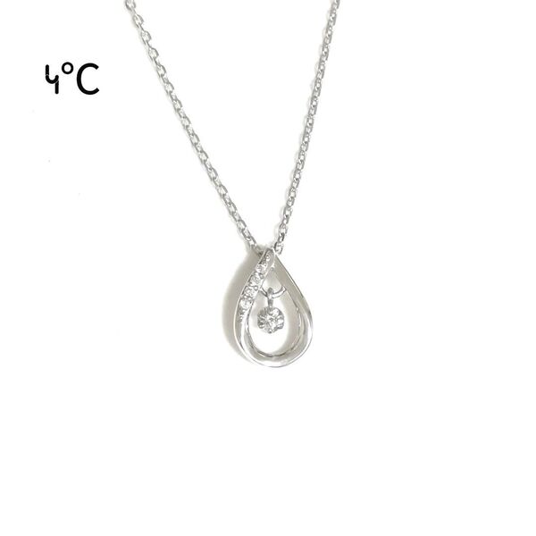 【美品】4℃ しずくダイヤモンドシルバーネックレス