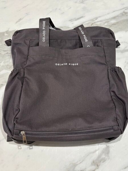 【美品】ジェラートピケ gelato pique 2wayマザーズバッグ チャコールグレー