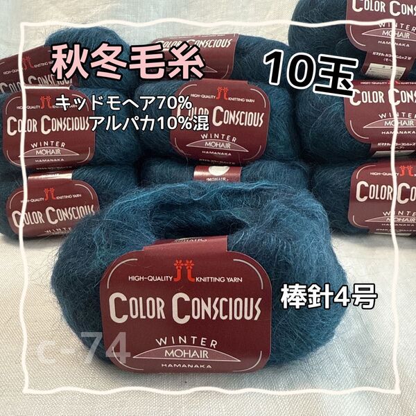 c-74 ハマナカ カラーコンシャスW キッドモヘア70% アルパカ10%混