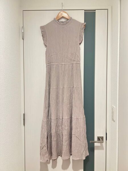 GRL ハイネックティアードワンピース グレージュ M