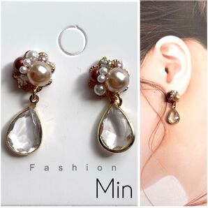 ビジュー ピアス ハンドメイド イヤリング変更可