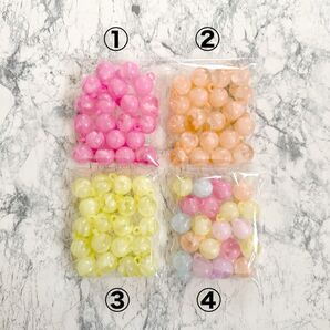 ハンドメイド素材 handmade ビーズリース カン付きアクリルビーズ 1袋各20個 全4種 マーブル 16mm