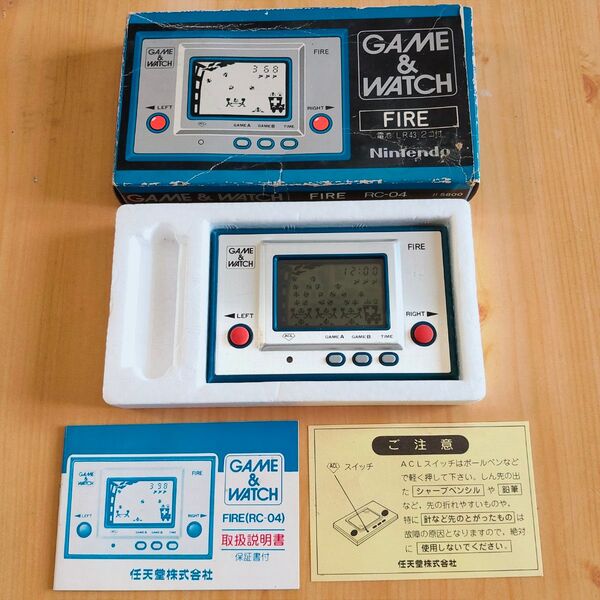 再々値下げ中 反射板、偏光板交換済み、動作品、ゲームウォッチ ファイア 箱説明書付き GAME&WATCH FIRE RC-04