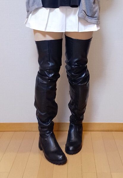サイハイブーツ 黒 26.0cm 大きいサイズ