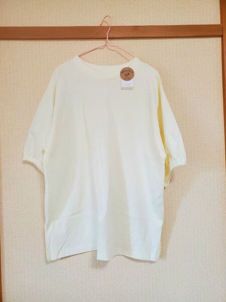 新品未使用 Page One コットン クリーム色 ゆったり パフスリーブ プルオーバー カットソー Tシャツ