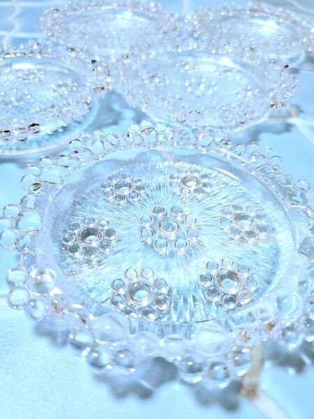 昭和レトロ 未使用 ガラス 小皿 5枚セット 食器 キッチン アクセサリートレイ 小物入れ