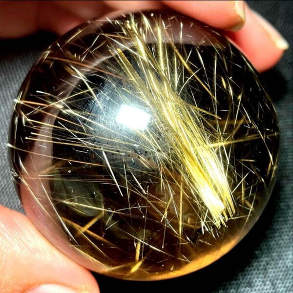超絶綺麗 48mm ゴールドルチルクォーツ 丸玉 スフィア 金針水晶