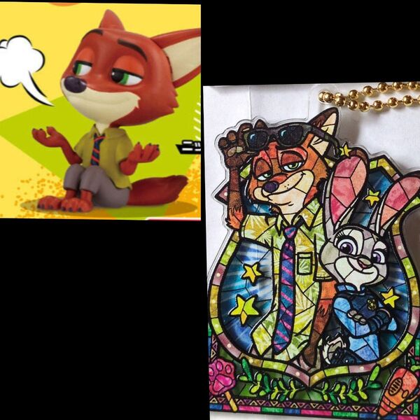 ①ディズニー2層アクリルキーホルダーズートピア ②ディズニーキャラクター Funny Time! ニック・ワイルド