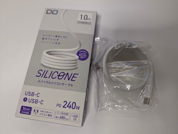 CIO(シーアイオー) スパイラルシリコンケーブル C to C SLSC30000-CC1-WH 1m (ホワイト)