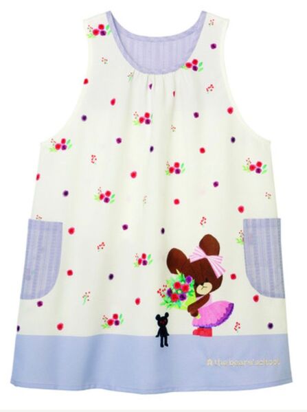 新品未開封品☆学研すてきな先生くまのがっこう花束エプロンM―Lラベンダーナチュラル
