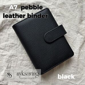 A7 pebble leather binder black
