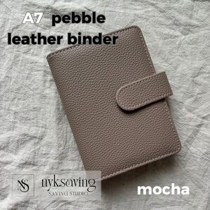 A7 pebble leather binder mocha