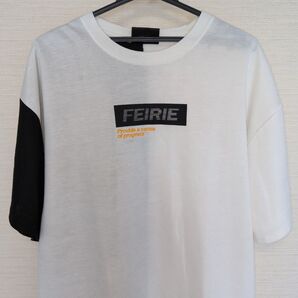 FEIRIE メンズTシャツ バイカラー ホワイト/ブラック 半袖シャツ