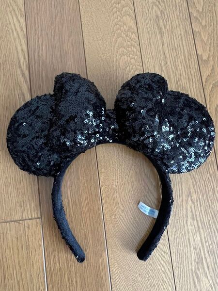 ミニーマウス カチューシャ スパンコール ディズニーリゾート ブラック