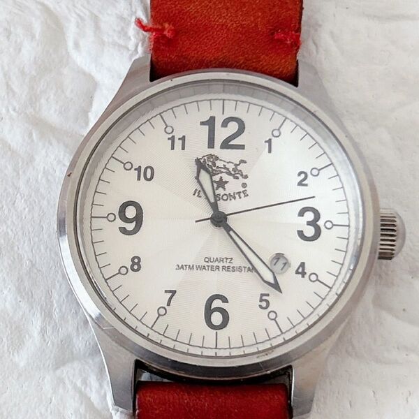 IL BISONTE イルビゾンテ 腕時計 メンズ レディース レザーベルト赤 手巻き WATCH 時計 レザー ユニセックス