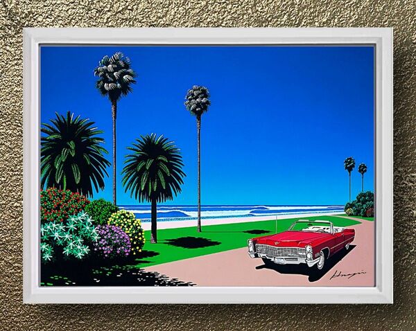 永井博 / アート【A4サイズ写真ポスターフレーム】夏風景 海 アメ車 ポスター 額装品 インテリア