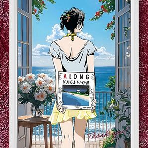 大瀧詠一 / 江口寿史・A LONG VACATION ロンバケ 【A4サイズ写真ポスターフレーム付き2点セット】大滝詠一ポスター