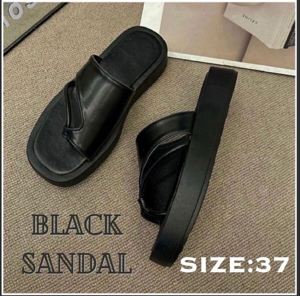 サンダル シンプル おしゃれサンダル トングサンダル 韓国 おしゃれ 黒 夏 23.5cm 23.5
